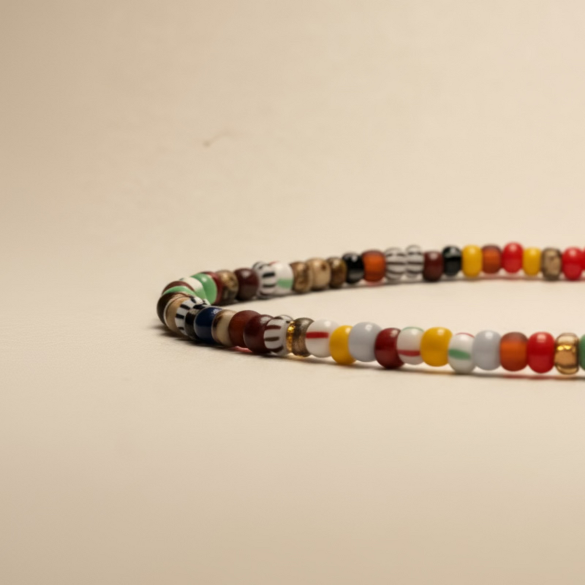 The Mia beaded bracelet, side view on a white background
